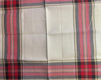 チャールズクラフト作 ホップスコッチタータンチェック クロスステッチ生地 アイーダ 14カウント 1枚 15インチ x 15インチ アイボリー / レッド / ブラック - 新品