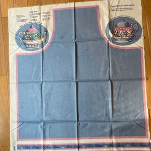 APRON  Teapots  - Fabric Panel - Easy to sew and finish - ADULT Size -  - Quick Easy to Finish - Blue / Pink