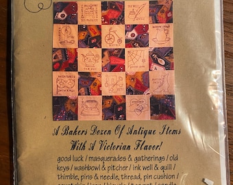 Quilting - Redwork Uma dúzia de itens antigos de padeiros com sabor vitoriano - Padrão de colcha para costura de bordado - Nº 110199 - 1999 blocos