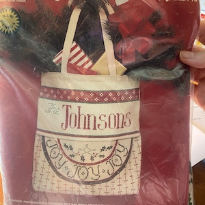 Zestaw do haftu krzyżykowego „Tote Bag Christmas Counted Cross Stitch”: Nowy zestaw, Janlynn 977-87 - do personalizacji - Jean Farish - 1989