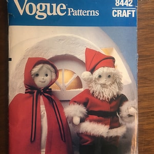 Santa and Mrs. Santa Dolls with CLOTHES  17&quot; cloth doll Vogue Craft #8442 Pattern (Uncut), Simple soft cloth RAG Doll with Christmas Clothes