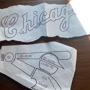 Padrão de transferência de jogador de beisebol e Chicago - Bordado perfurado vintage de 1987, apliques, design de pintura - Fácil para iniciantes