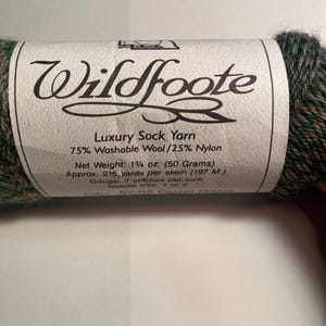 Wildfoote Luxury Sock Yarn  Blended Desert Grass SY-02 -  215 Yards / 50 g  - New -  Wool / Nylon Blend - Green