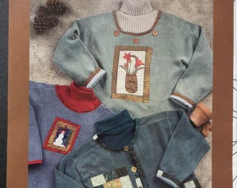 Stitchery For the Season - Applique  Patterns for Shirts - Indygo Junction IJ631 Snowman, Pumpkins, Flowers for T-shirts clothing etc - 2000