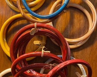 Round Macrame  Rings / Hangers -  Purse Handles - Dreamcatcher Rings - Plastic - Choose Size and Color 5&quot; Diameter - Red Grey Blue etc