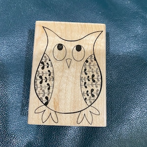 Owl Rubber Stamp Block - paper crafting print making card making great for kids - 2&quot; x 3&quot;