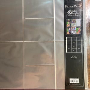 Refill Pages Scrapbooking 15 Clear Album Sheets - Paper crafting, photo storage - 12&quot; x 12&quot;  - 2012 - New - The Paper Studio - Protective
