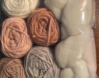 Coordinated Bundle Pink / White / Beige  Grey Yarn  Knitting & Crochet Yarn - 7 oz - New -