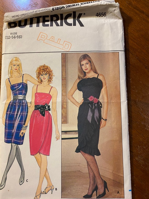 Misses Cocktail Dress Evening / Wedding - Wrap Party Dress ( Bridesmaid) Butterick 4656 - Adult Size 12 to 16