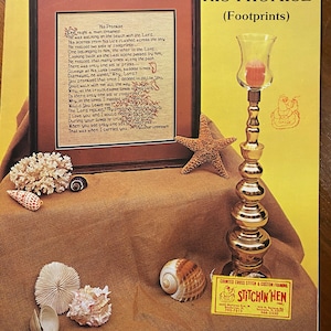 His Promise (Footprints)  Prayer Cross Stitch Embroidery Chart Sampler - Needle Nook  - 1983 - Religious Needlework - Leaflet 4