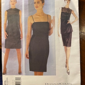Donna Karan - Dress Top Overdress Vogue American Designer 2215 Pattern (uncut) Size 8 - 10 - 12 (Designer Original) Misses