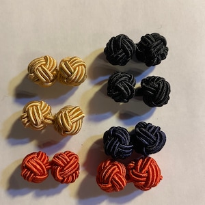 Vintage Buttons Double Chinese Knot Ball button 1&quot; long - Choose Color: Red - Black - Beige -  New Old Stock - Frog Closure
