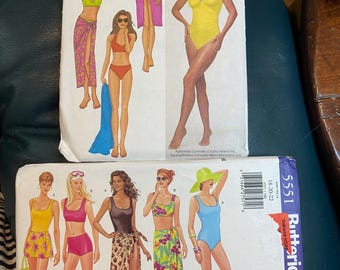Traje de baño de 1 y 2 piezas y pareo de playa - Tallas para mujer - Butterick Pick: 6578 o 5551 Patrón de costura Tallas 18, 20, 22 - sin cortar