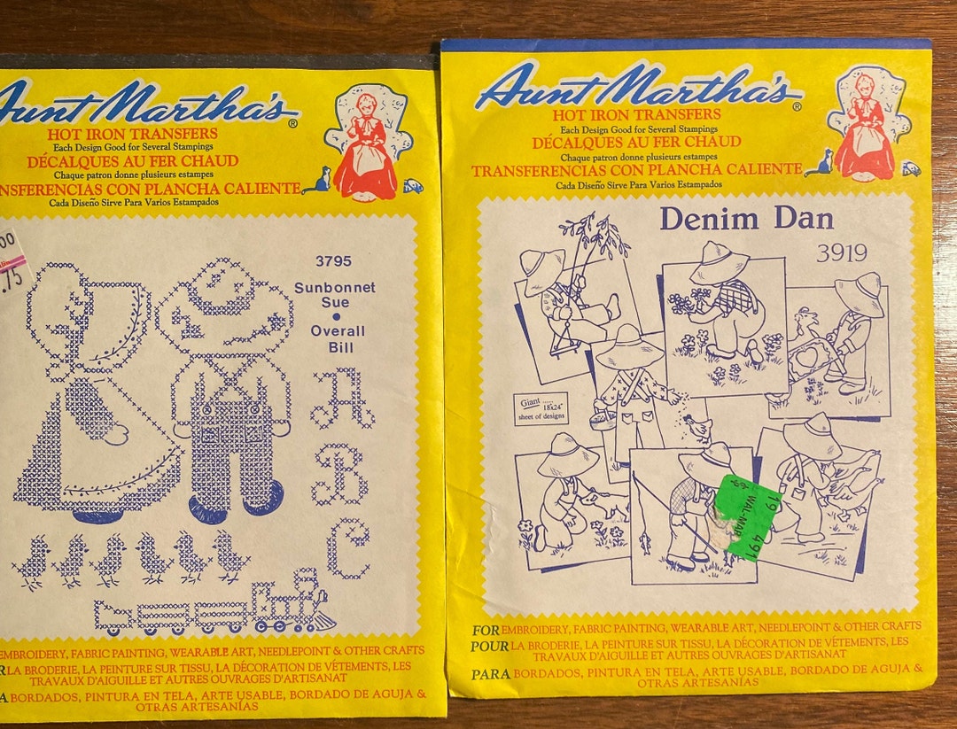 Aunt Martha's Hot Iron Transfers Pick: Denim Dan 3919 or Sunbonnet Sue ...
