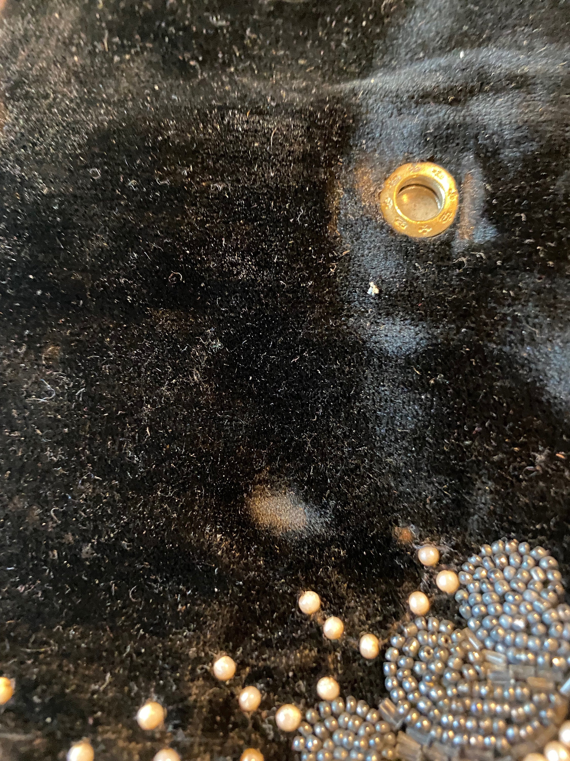 Sac à Main Velours Noir Avec Anse Perles Me.me.me - Soirée Noël, Neuf