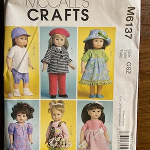 DOLL CLOTHES Pattern - 18&quot; doll  McCall&#39;s 6137 clothing - Jacket, Top,  Pants, Baseball Outfit, Beret,  - 2010 - American Girl Outfit