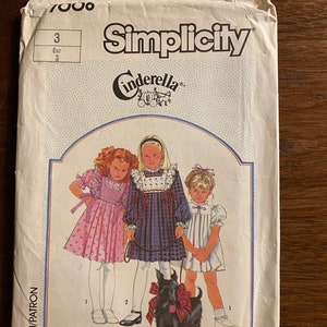 Child&#39;s / Girl&#39;s Cinderella Collection Sewing Dress Pattern Simplicity 7006. uncut Size 3 - 1985