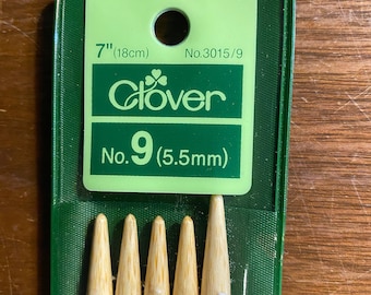 Druty dziewiarskie rozmiar 9 dwustronne (5,5 mm) bambusowe Premium - koniczyna - 7" długości - nowe w nieotwieranym opakowaniu - 5 sztuk