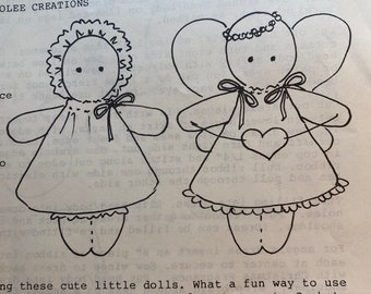 Miniature Sachet Baby and Potpourri Angel 5" Soft Cloth Baby Rag Doll - Carolee Creations Pattern (cut) 1988  Muslin Doll - uncut