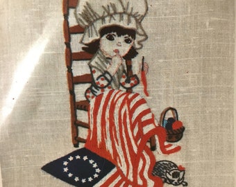 Betsy Ross / Spirt of 1776 Crewel / Embroidery Kit to Finish - 2 pictures, 1974 Vogart Crafts -  Patriotic American Creative Embroidery Kit