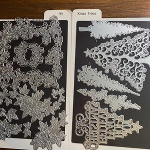 Jeux de matrices en métal - Choix : Lierre ou arbres de Noël - Créations en papier, création d'impressions, fabrication de cartes