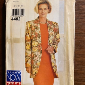 Dress / JACKET Misses See & Sew by Butterick,  Sewing Pattern 4482- - Women&#39;s / Ladies sizes - 12, 14, 16 (Uncut) Easy - 1996