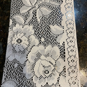 Lace Fabric Strips by the Yard - 6 1/2&quot; wide by 100&quot; long - White Lace - Use for Bows, Crochet etc