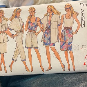 Misses Classic Active Outfit - Shorts, Skirt, Tank Top, Jacket, Capri Pants  Butterick 4929 -  Pattern Size 6 - 8 -10  -  uncut - 1987