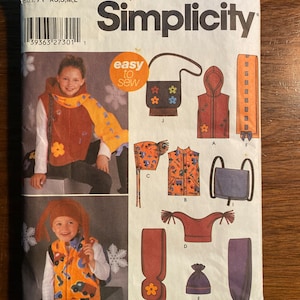 Väst, Huvudbonad / Hattar - Unisex - Simplicity 5285 Mönster - Easy Simple Sew - 2003 - Halsduk, - Fleecevänlig