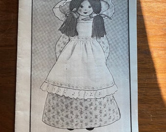 Melody A Country Cloth DOLL PATTERN  to sew - Leta Bergman - The Cloth Doll -  Vintage Pattern (uncut) 1985 - 14" tall - Doll and Outfit