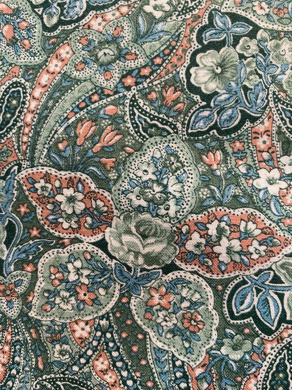Paisley Print Stof Groene achtergrond met Zalmroze Beige 36 lang x 44 breed Voor quilten kleding enz. Etsy Nederland