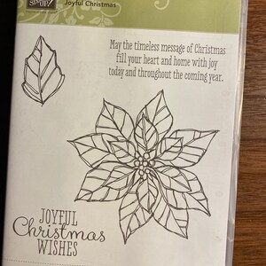 Stampin UP Rubber Stamp Blocks - Joyeux Noël ensemble de 4 timbres - fabrication de papier, fabrication d'impression, fabrication de cartes, Poinsettia, etc.