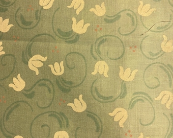 Remolino de tulipán blanco sobre fondo verde menta - St. Nicole Designs - 42" x 44" de ancho