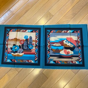 Tygpanel med pillow top-motiv, sydvästligt mönster (infödda amerikanska adobe, keramik, ökenkaktusberg) 4 bilder 16" x 16"