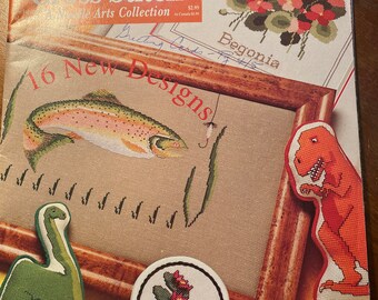 Classic Cross Stitch (A Needle Arts Collection Craft Magazine) - June / July 1991 - Embroidery  Flowers,  Patterns / Designs - Fish Dinosaur