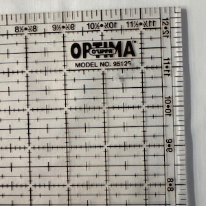 12.5" Square Easy Quilting Ruler - Optim - for Hand and Machine Quilting Plastic Marking / Cutting Template for Sewing