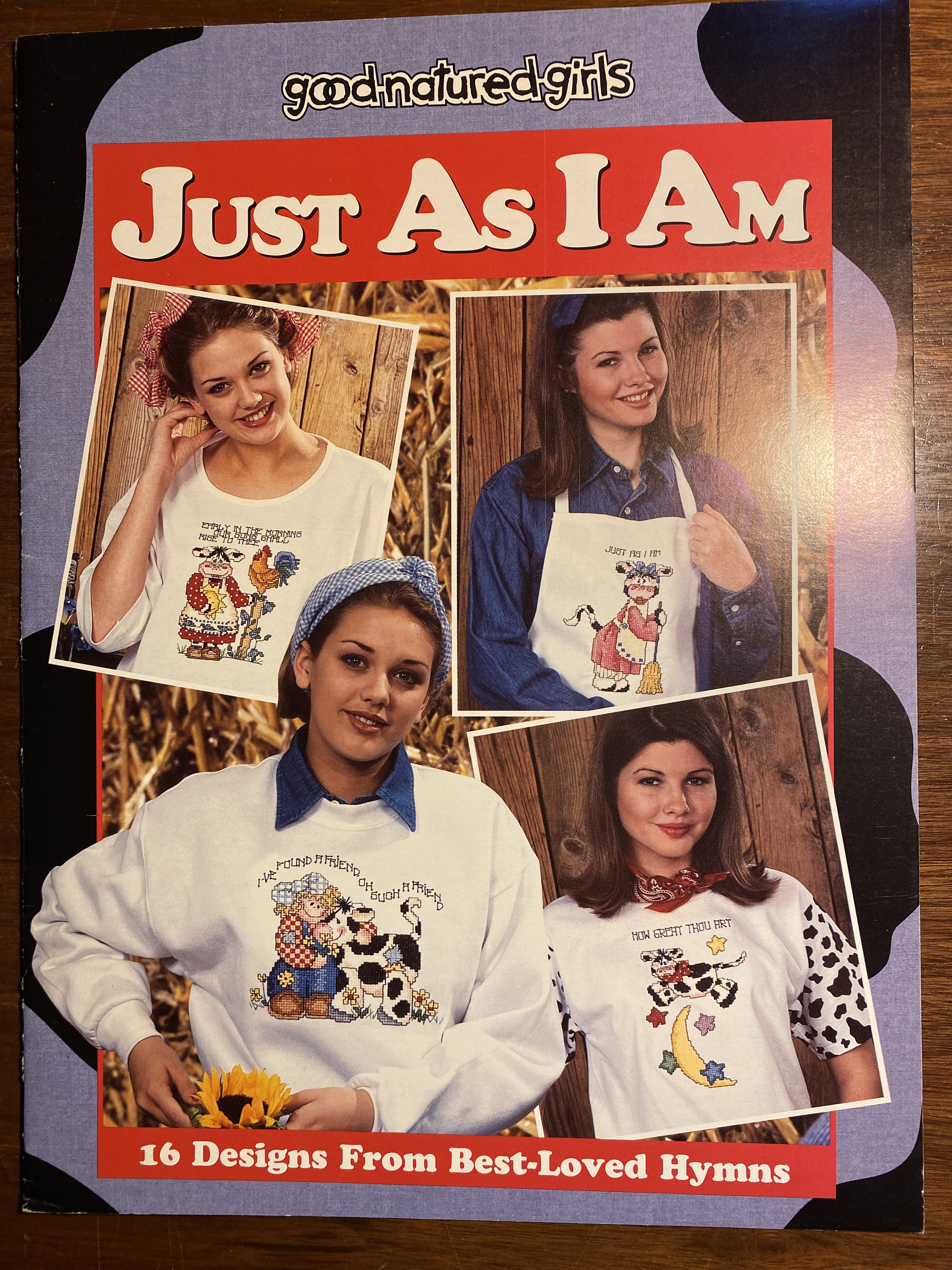 Just As I Am Good Natured Girls Cross Stitch  - 1997 - Counted Thread Charts   - Whimsical Designs From Best Loved Church Hymns  -
