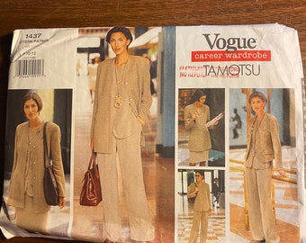 Tamotsu Carrière Garderobe Vogue Patronen - Misses / Damesbroek, jas, vest, rok, broek Vogue 1437 (ongesneden) Maat 8 - 10 - 12 - 1994