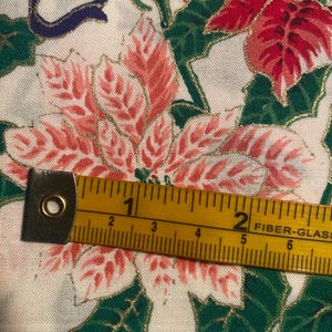 Holiday Pointsettia Holly With a bit of Gold Metallic (Red Green Gold) White Background Christmas  Fabric 39&quot; x 44&#39; wide -