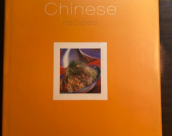 May include: An orange book with the title "classic Chinese recipes" on the cover. The cover also features a photo of a bowl of Chinese food.