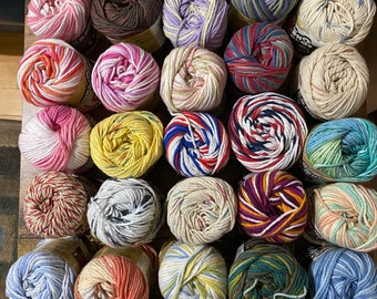 Fil à crocheter et à tricoter à motifs variés Lily Sugar'n Cream - 2 oz - Nouveau - 100 % coton - Pour tricoter, crocheter et faire de l'effet chandelle - Amigurumi
