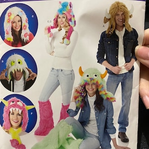 Character Hats - Fake Fur Head Covers / Leg Warmers - Monster Simplicity S0631 Pattern - Quick Costume Idea - 2014 - uncut
