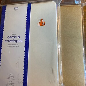 Blank / Plain Cards with Envelopes - Size A7 (5" x 7") - set of 50 choose Ivory or Kraft Pre-folded ready to Use - Love Nicole - Card Making