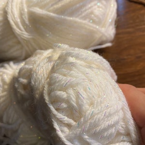 Sparkle White Yarn  -  4 oz, White - Knit, Crochet Yarn  - New -