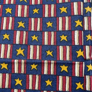 A Small Bit - Piece of Fabric Red White Blue American Flag - Stars and Stripes - 18&quot; x 44&quot; - 1/2 yard