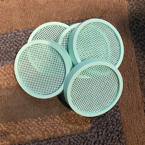 Coaster / Jar / Cup / Mug  Lid with Plastic Canvas for Counted Thread Embroidery, Cross Stitch to Personalize a Design  - Mint Green 3.5" D