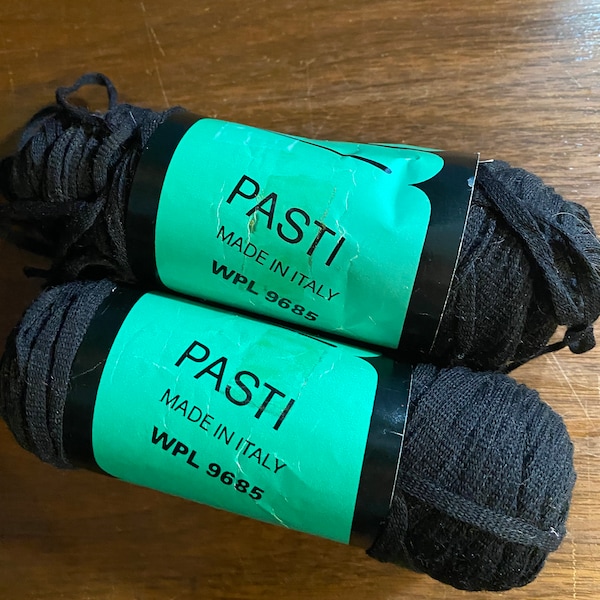 Pasti Black Ribbon for Knitting and Crochet - Set of 2  - New - Wool 55% Acrylic 45pc - 50 g - Made in Italy