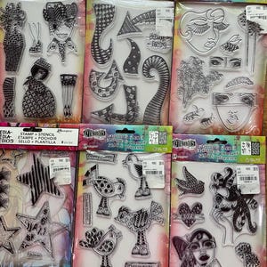 Tampon en caoutchouc fantaisiste Dylusions par Ranger et bloc de pochoirs Fare fantastique - créations en papier, impression / fabrication de cartes, choix du modèle