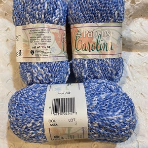 Patons Carolina Knitting & Crochet - Color Blue / White Twist 5564 - 1.75 oz / 120 Yards  - New - 62% Acrylic 29 Cotton 9 Polyester