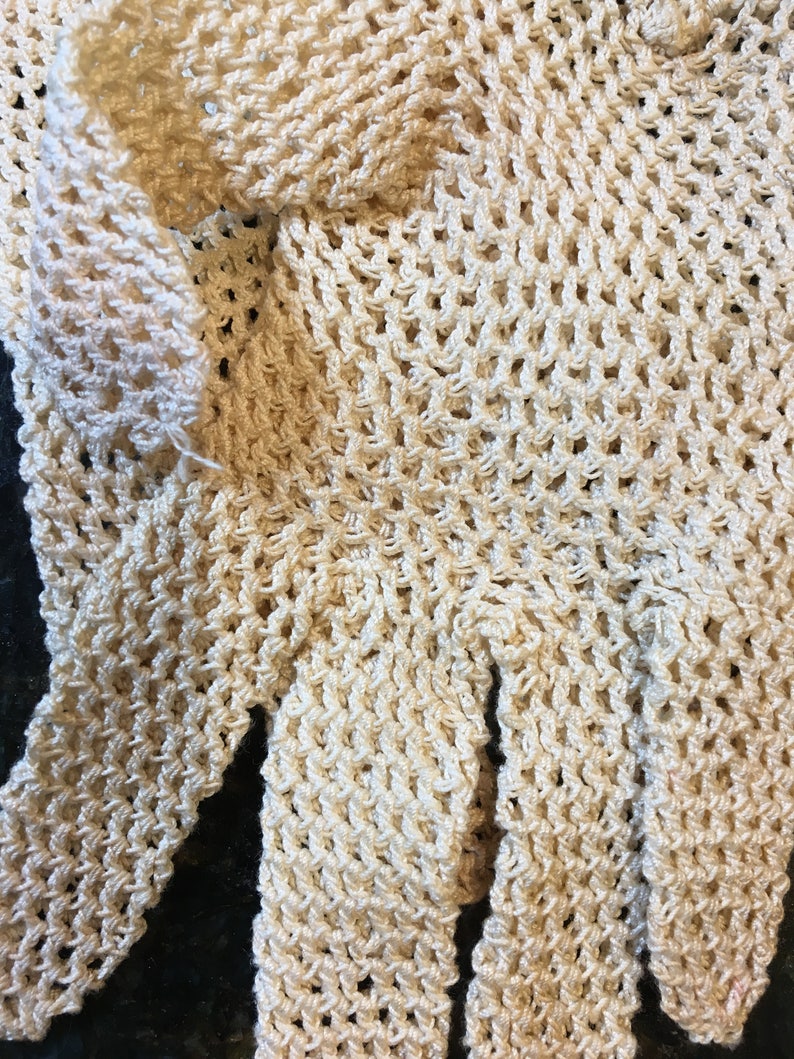 GLOVES Crochet Great Grandma's Vintage XS 10 overall length image 3